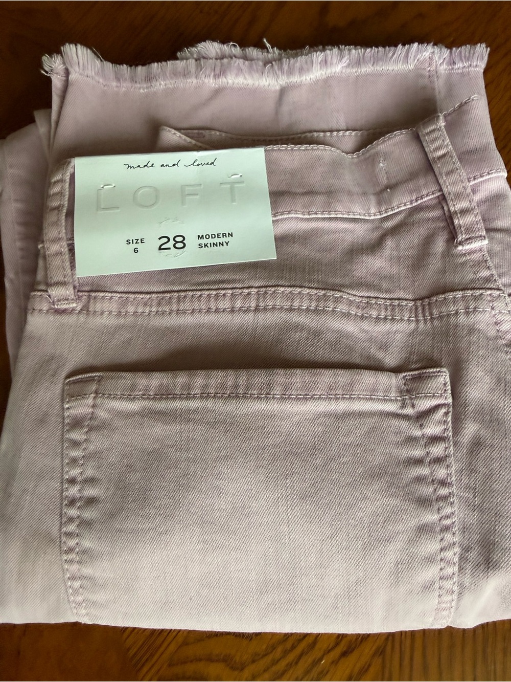 LOFT Modern Skinny Jeans in Pale Lavender with Frayed Hem